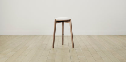 The Stanton with Brushed Brass - Belgian Linen Egret Bar and Counter Stool