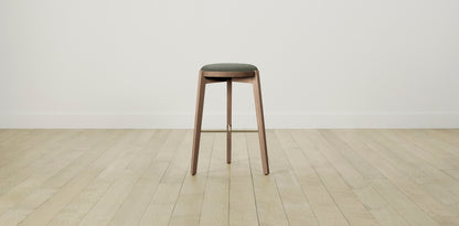 The Stanton with Brushed Brass - Belgian Linen Thyme Bar and Counter Stool