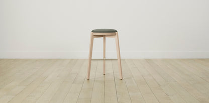 The Stanton with Brushed Brass - Belgian Linen Thyme Bar and Counter Stool