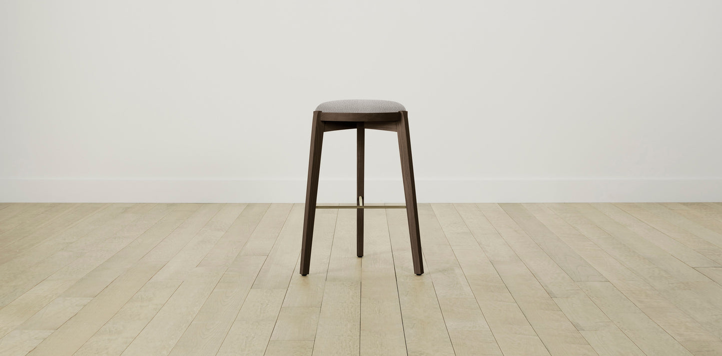 The Stanton with Brushed Brass - Italian Bouclé Fossil Bar and Counter Stool