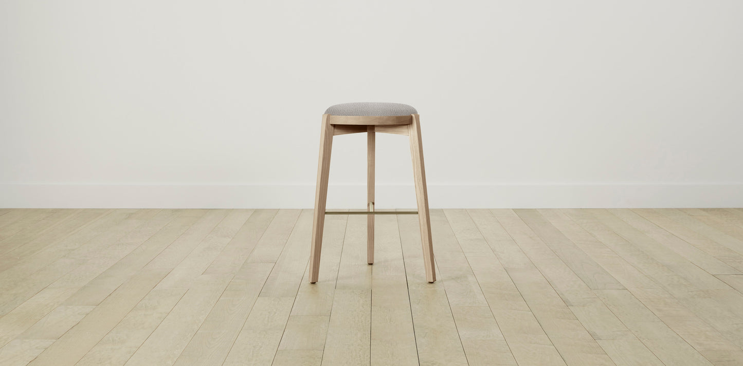 The Stanton with Brushed Brass - Italian Bouclé Fossil Bar and Counter Stool