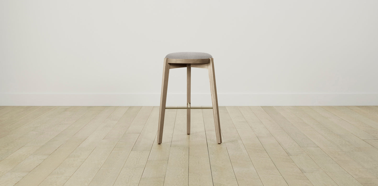 The Stanton with Brushed Brass - Italian Bouclé Fossil Bar and Counter Stool