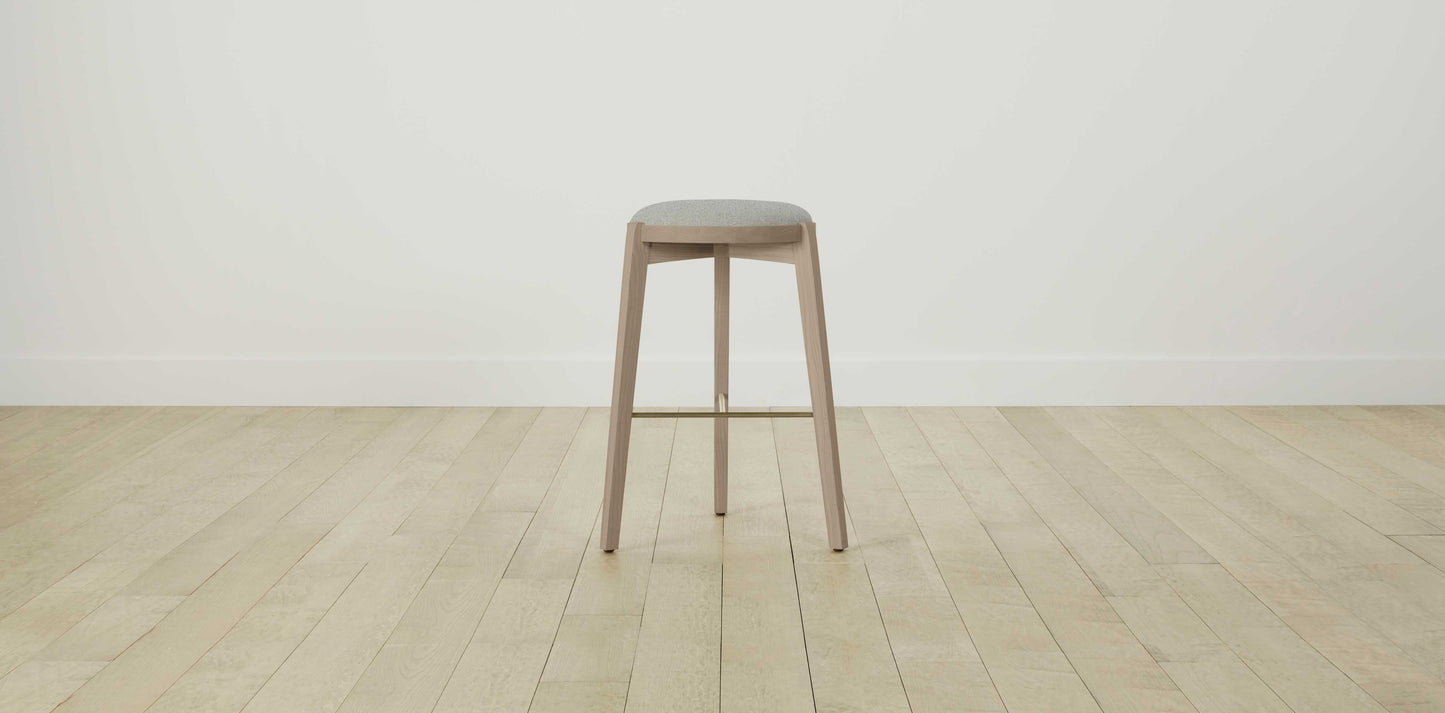 The Stanton with Brushed Brass - Merino Heather Grey Bar and Counter Stool