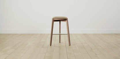 The Stanton with Brushed Brass - Mohair Almond Bar and Counter Stool