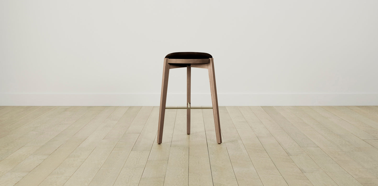 The Stanton with Brushed Brass - Mohair Chocolate Bar and Counter Stool