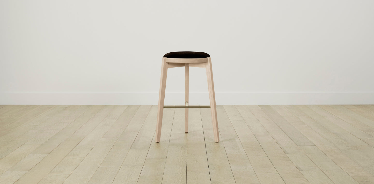 The Stanton with Brushed Nickel - Mohair Chocolate Bar and Counter Stool