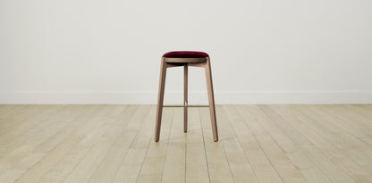 The Stanton with Brushed Brass - Mohair Crimson Bar and Counter Stool