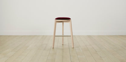 The Stanton with Brushed Brass - Mohair Crimson Bar and Counter Stool