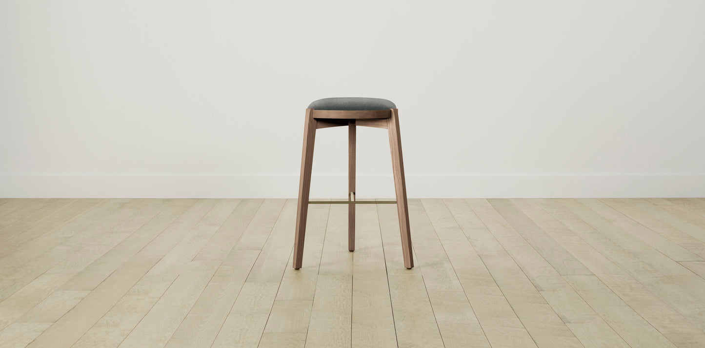 The Stanton with Brushed Brass - Mohair Fog Bar and Counter Stool