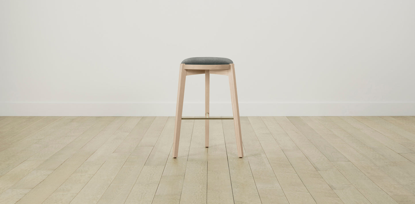 The Stanton with Brushed Brass - Mohair Fog Bar and Counter Stool