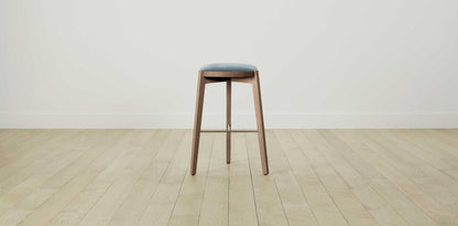 The Stanton with Brushed Brass - Mohair Slate Blue Bar and Counter Stool