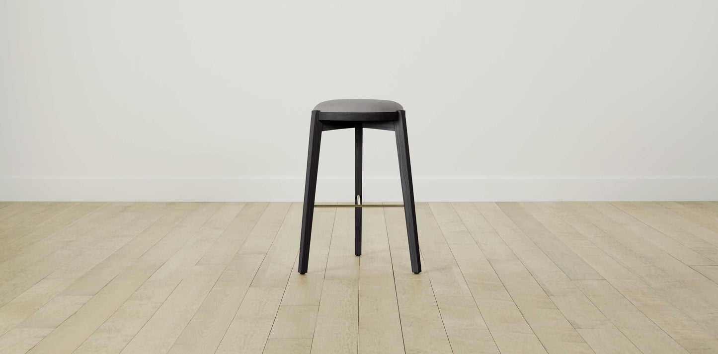 The Stanton with Brushed Nickel - Nubuck Leather Asphalt Bar and Counter Stool