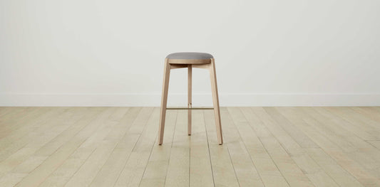 The Stanton with Brushed Brass - Nubuck Leather Asphalt Bar and Counter Stool