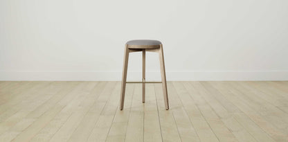 The Stanton with Brushed Brass - Nubuck Leather Asphalt Bar and Counter Stool