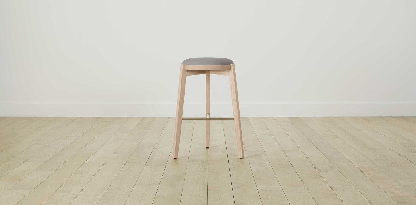 The Stanton with Brushed Brass - Nubuck Leather Asphalt Bar and Counter Stool