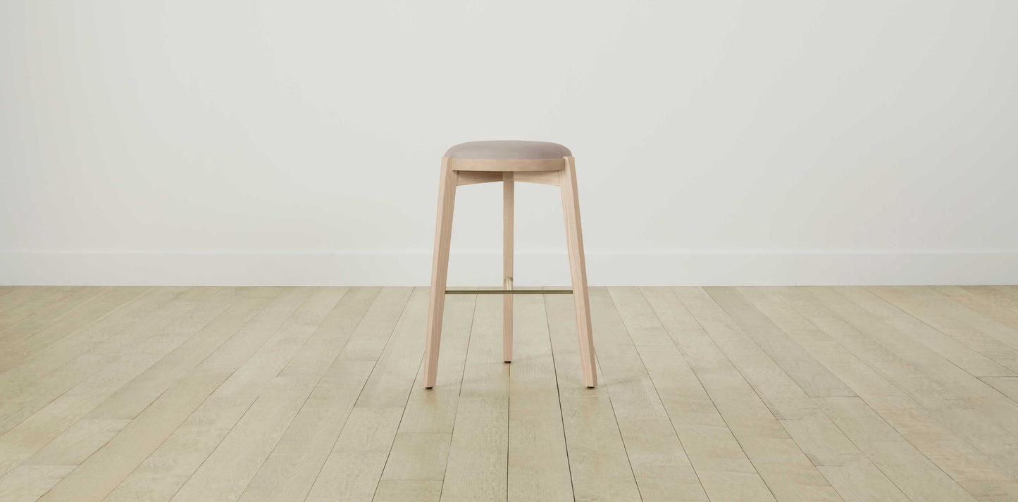 The Stanton with Brushed Brass - Nubuck Leather Fawn Bar and Counter Stool