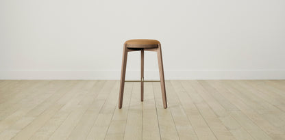 The Stanton with Brushed Brass - Nubuck Leather Saddle Bar and Counter Stool