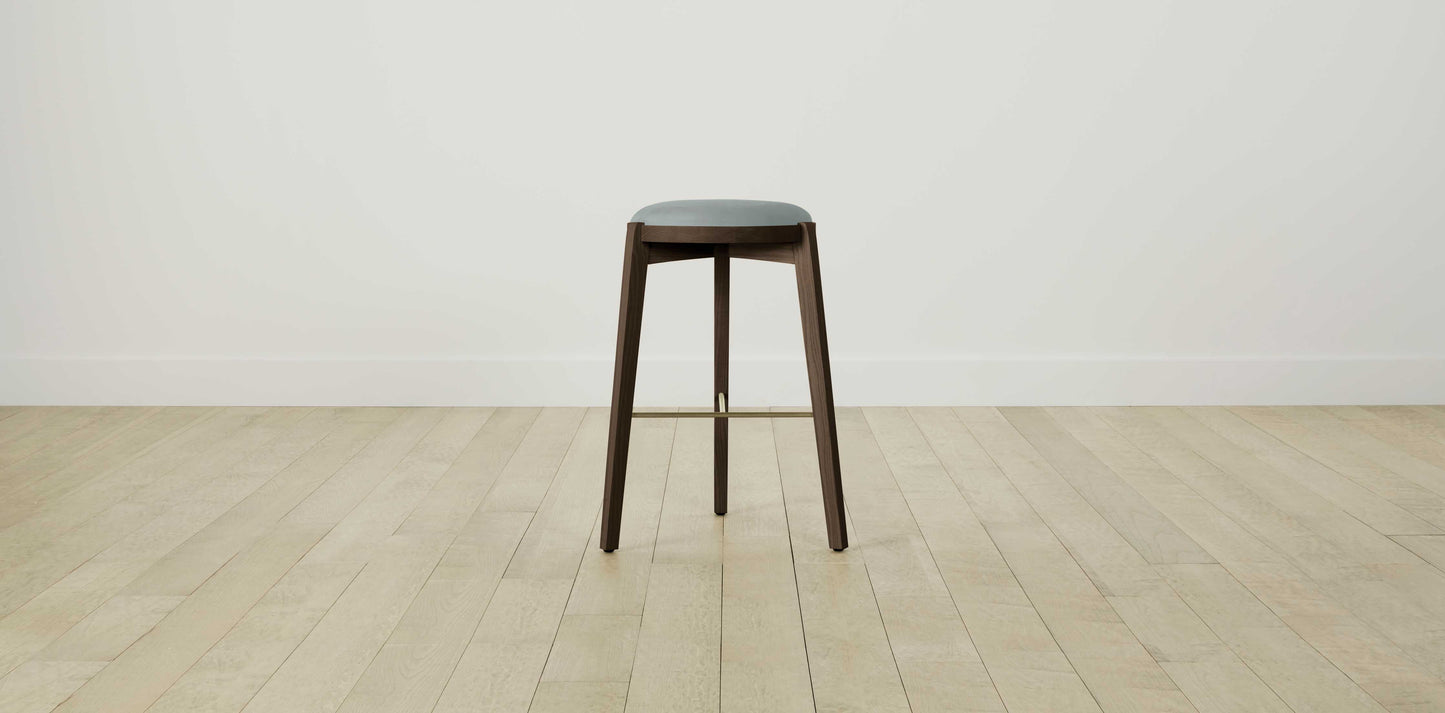 The Stanton with Brushed Brass - Nubuck Leather Tide Bar and Counter Stool