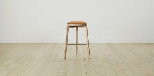 The Stanton with Brushed Brass - Pebbled Leather Latte Bar and Counter Stool