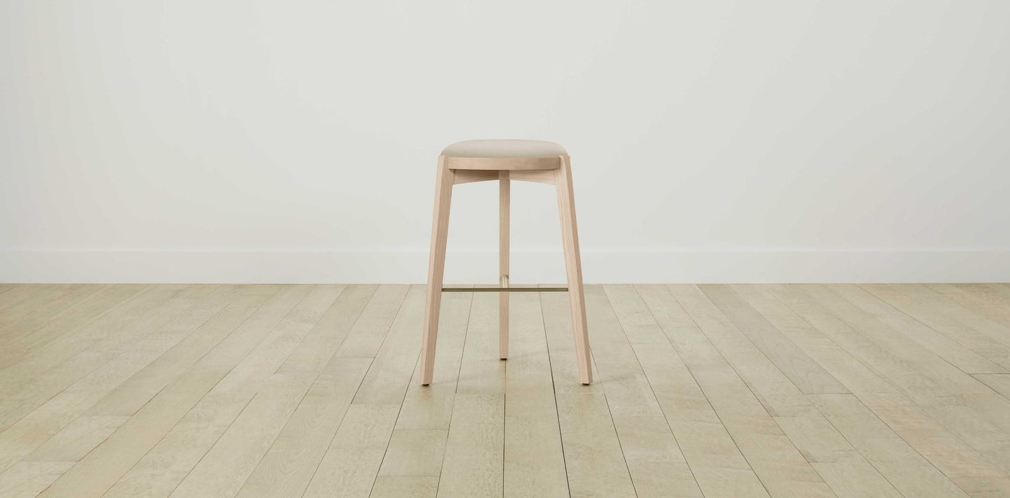 The Stanton with Brushed Brass - Pebbled Leather Stone Bar and Counter Stool