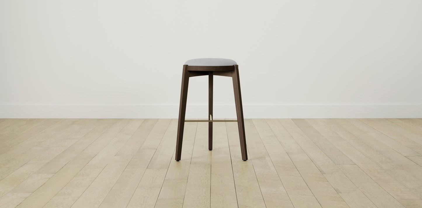 The Stanton with Brushed Nickel - Performance Textured Linen Mineral Bar and Counter Stool