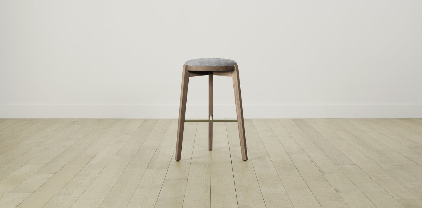 The Stanton with Brushed Brass - Performance Textured Tweed Alpine Bar and Counter Stool