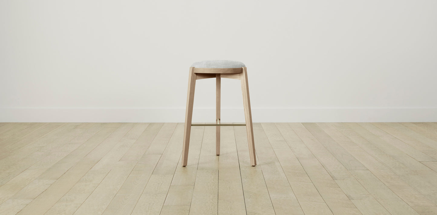 The Stanton with Brushed Brass - Performance Textured Tweed Dove Bar and Counter Stool