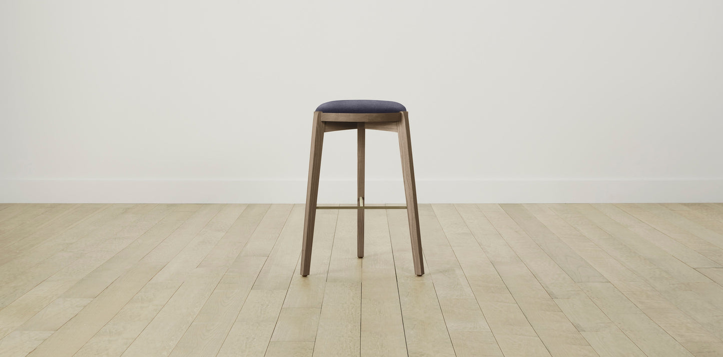 The Stanton with Brushed Brass - Performance Velvet Flannel Bar and Counter Stool