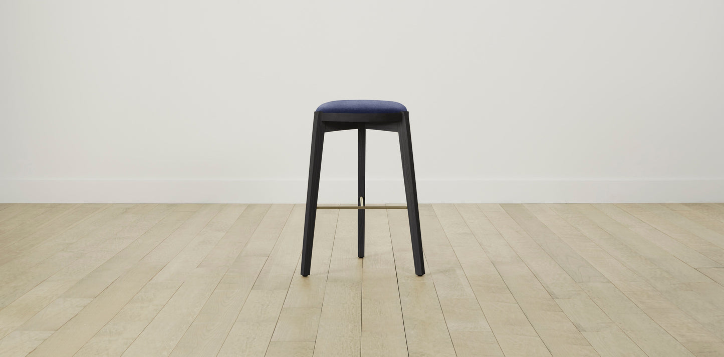 The Stanton with Brushed Nickel - Performance Velvet Midnight Bar and Counter Stool