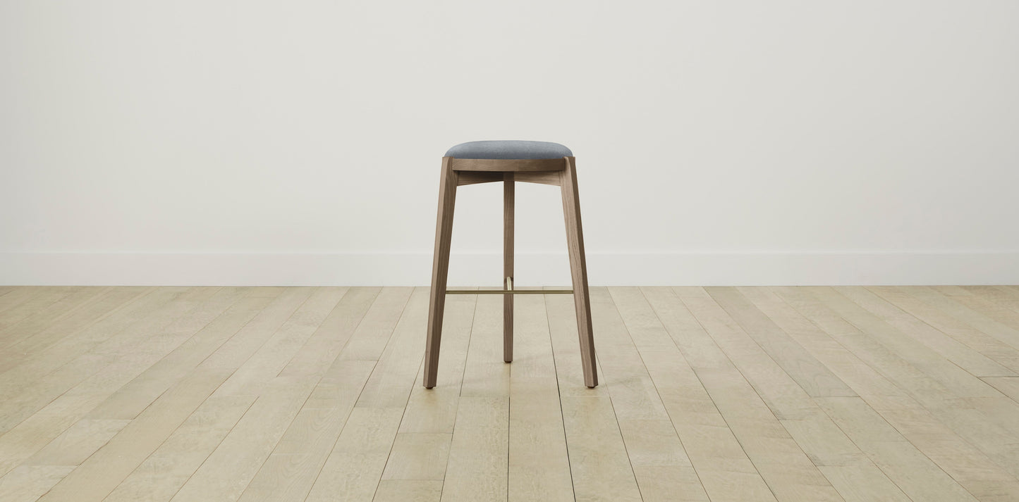 The Stanton with Brushed Brass - Performance Velvet Seafoam Bar and Counter Stool