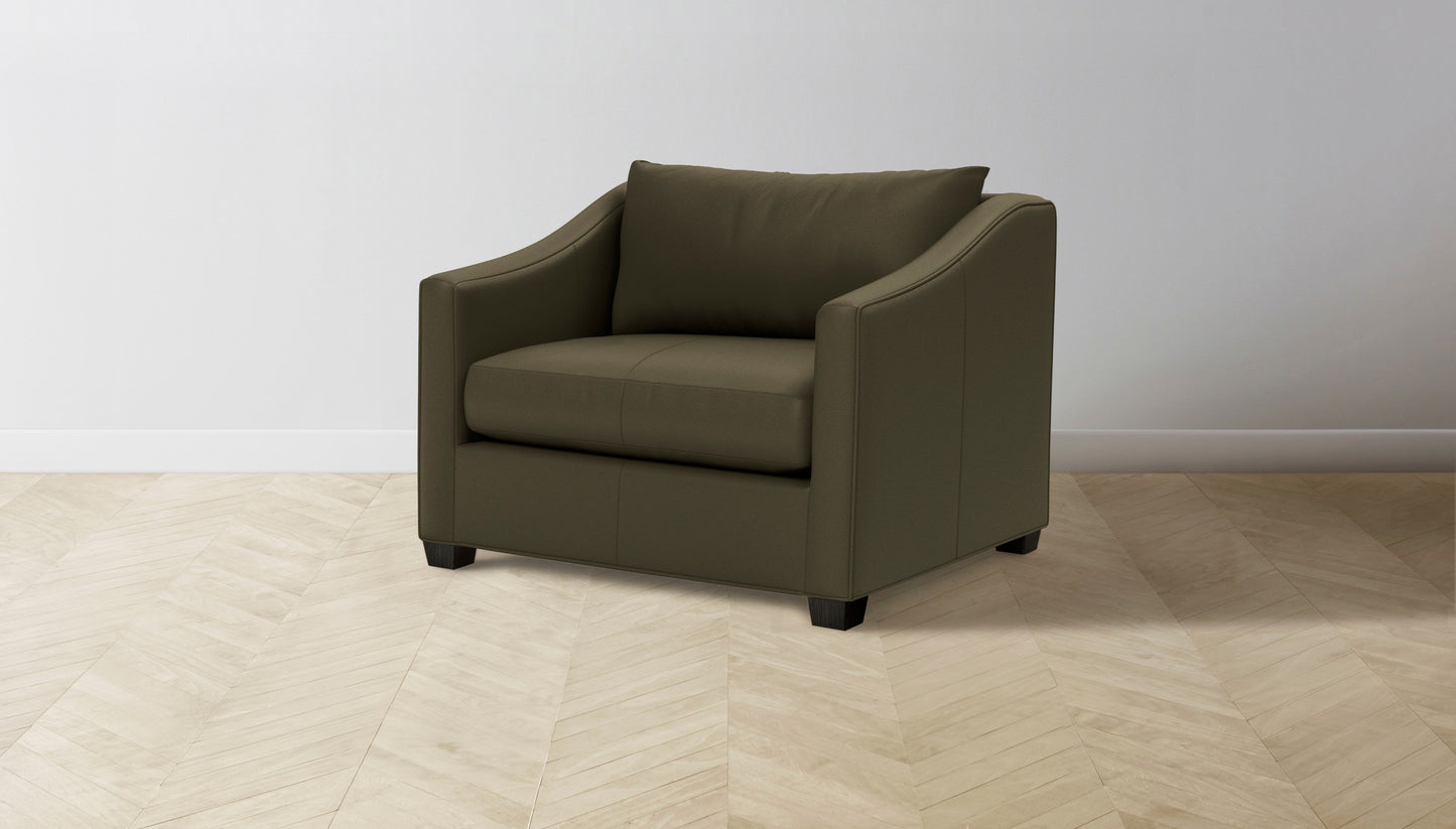 The Sullivan  - Pebbled Leather Truffle Chair and a Half