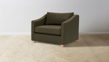 The Sullivan  - Pebbled Leather Truffle Chair and a Half