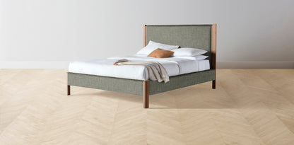 The Thompson  - Belgian Linen Thyme Bed - 48" Headboard - Upholstered on reverse