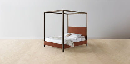 The Thompson  - Mohair Spice Canopy Bed - 48" Headboard - Upholstered on reverse