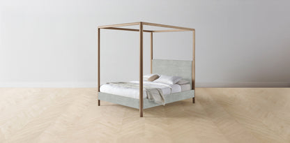 The Thompson  - Performance Melange Weave Seaglass Canopy Bed - 48" Headboard - Muslin on reverse