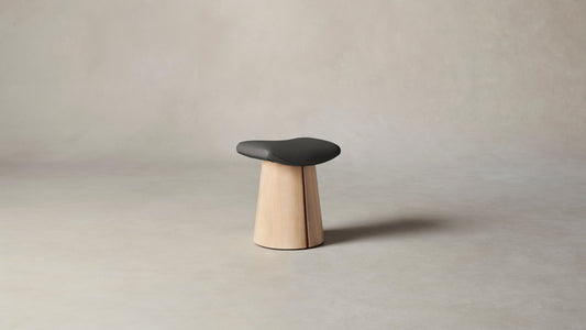 The Weston  - Pebbled Leather Ash Accent Stool